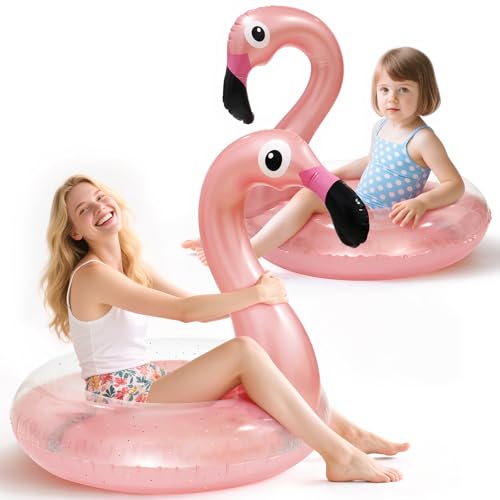 Inflatable Flamingo Pool Floats Set with Pump - Kids & Adults Summer Floaties