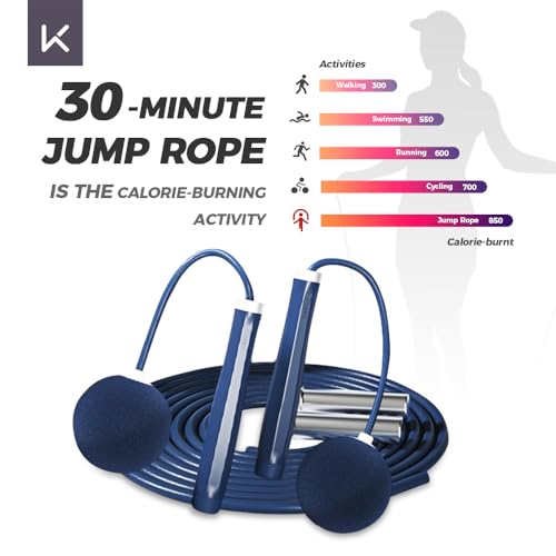 KEEP Dark Night Blue 2-in-1 Weighted Jump Rope with Cordless & Adjustable Rope for Home Gym