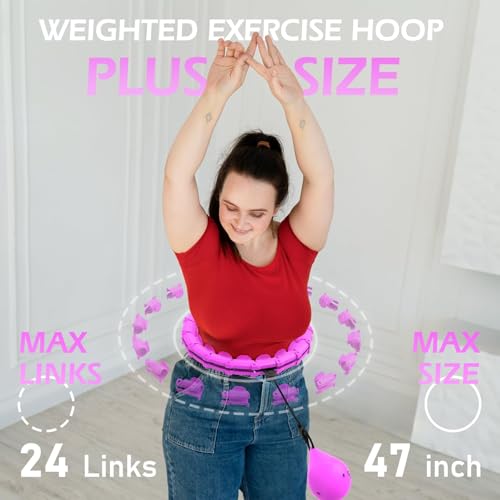 Weighted Hula Hoop for Adults - Purple, 24 Detachable Links