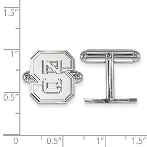 Sterling Silver NC State Cufflinks - 13mm x 15mm