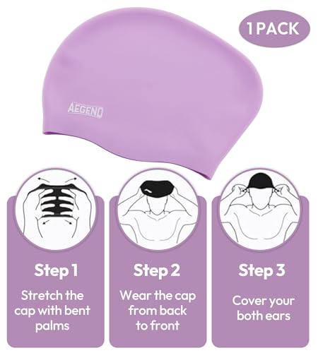 Durable Silicone Swim Cap for Long Hair - Purple - 1 Pack