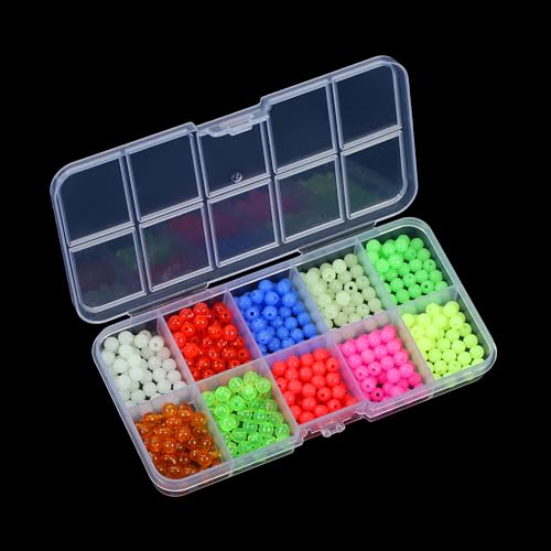 5mm Glow in the Dark Fishing Beads - 500 pcs, 10 Colors