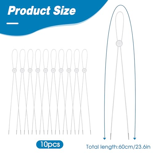 10 Pcs Adjustable Flexible Hat Chin Cord Clips - White