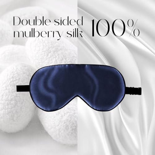 Adjustable 100% Mulberry Silk Sleep Mask - Navy Blue