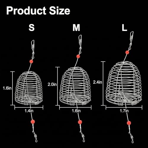Persei 6Pcs Stainless Steel Fishing Bait Cage Traps – S/M/L Size Kit