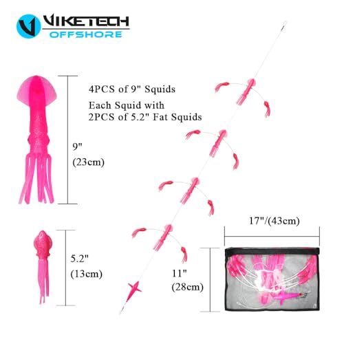 Pink Offshore Squid Daisy Chain Trolling Rig for Tuna & Marlin