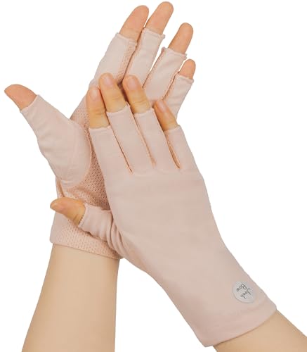 Women's UV Protection Fingerless Driving Gloves - Ice Silk - Pink