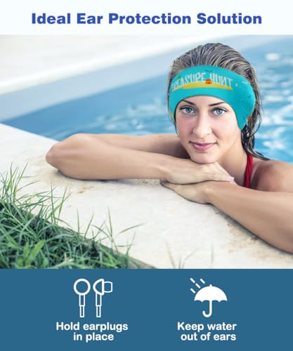 Neoprene Swimming Headband for Kids & Adults - Light Blue Pirate & Boat