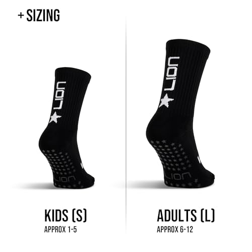 Soccer Grip Socks - Large Black - Youth & Adult Sizes Available