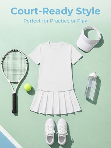 Girls Short Sleeve Athletic Shirt - Quick Dry Workout Top - White - 11-12 Years