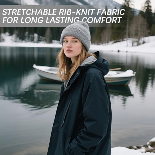 Unisex Winter Beanie Hat - Soft Knitted Stocking Cap - Gray