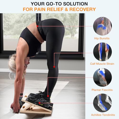 Portable Wooden Slant Board for Calf Stretching & Balance Training
