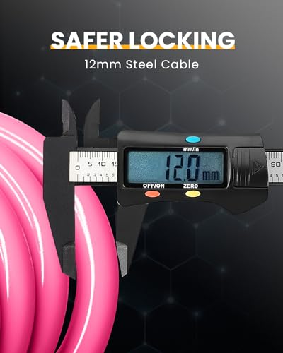 5-Digit Combination Bike Lock Cable - 12mm, Pink