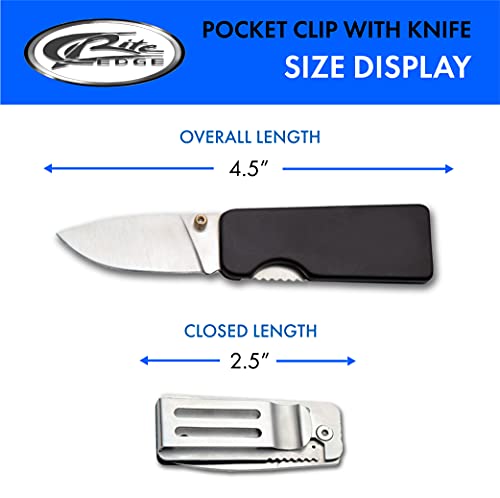 Compact Money Clip Folding Pocket Knife - 2.5" Stainless Steel Blade, Black Aluminum Handle