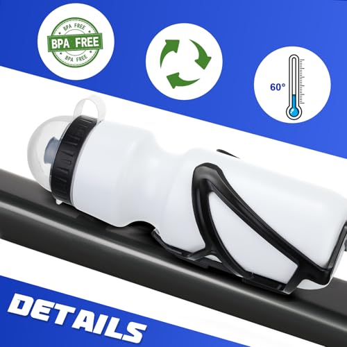 White Mifoci Bike Water Bottle Cage with 24oz Squeeze Bottle - Bicycle Accessories