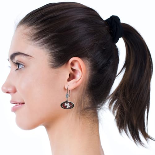 San Francisco 49ers Crystal Dangle Earrings - NFL Jewelry