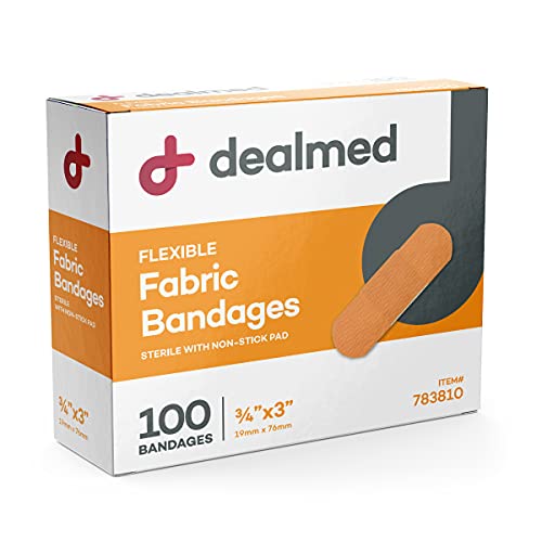 Fabric Adhesive Bandages - Non-Stick, Latex Free, 100 Count - 3/4" x 3"