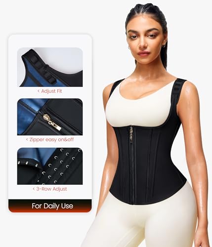 Waist Trainer Sauna Suit Sweat Vest for Women - Black, Medium