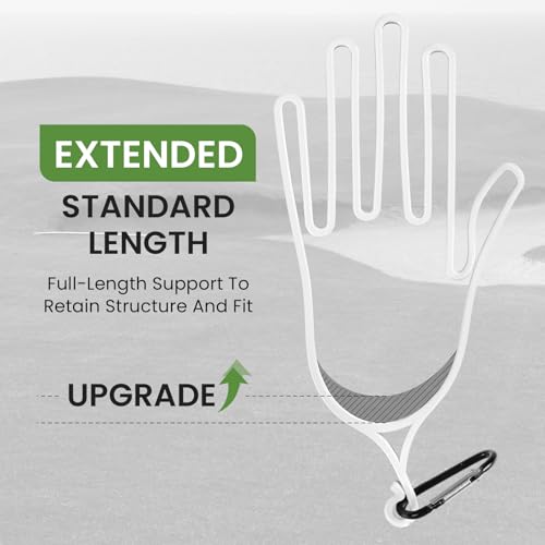 Durable Golf Gloves Stretcher Holder - White, 2 Pack, Large