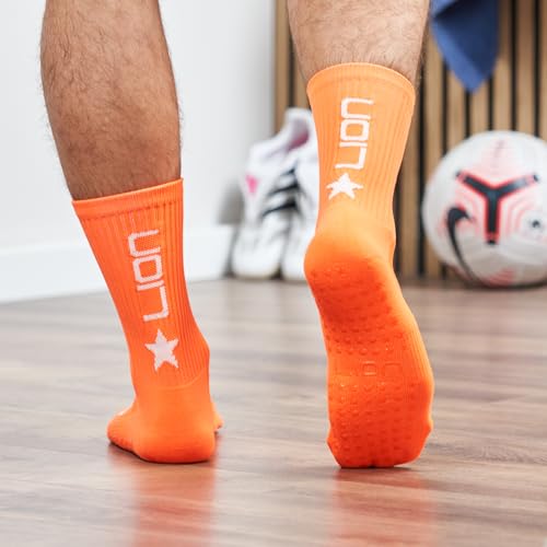 Soccer Grip Socks for Youth and Adults - Large Orange
