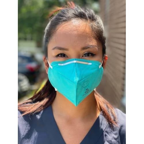 BYD Green Particulate Respirator Model DE2322 (Approval Number TC-84A-9315) 100 Pack (5-Box) w. Individually Wrapped,Breathable Disposable Foldable Safety Mask w. Head Strap & Nose Wire for Tight Fit