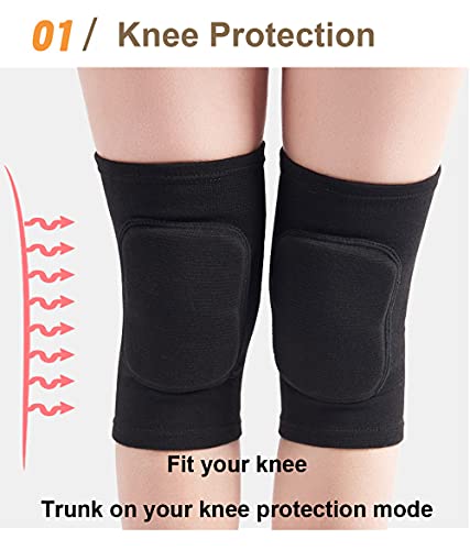 Knee Pads for Women - Soft Shock Absorbent Knee Protectors - Black, M