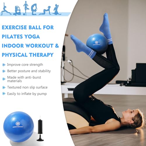 Pilates Ball Set with Resistance Bands & Grip Socks - Blue