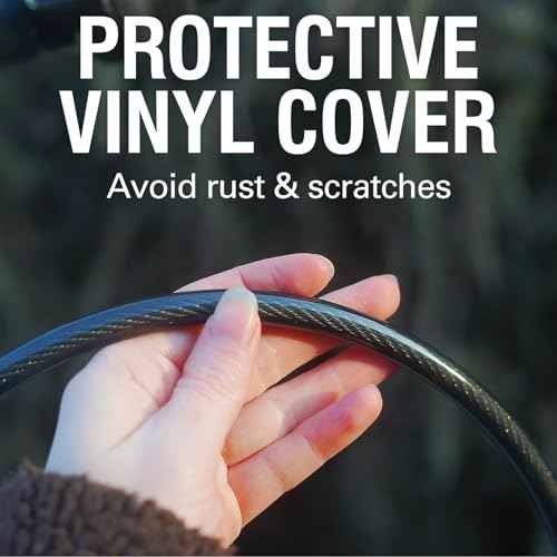 MARQUE Security Steel Cable - 3/8 inch (10 mm) Thick (4', 7', 15', 20' or 30') Vinyl Coated Braided Steel Cable with Double Sealed Looped Ends for U-Lock, Padlock, Disc Lock (15 FT)