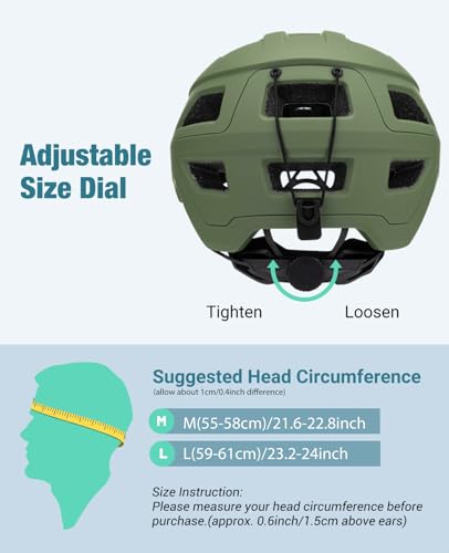 Lightweight Mountain Bike Helmet for Adults - Dark Green, L (59-61 cm)