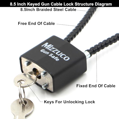 Keyed Cable Gun Lock with 3 Spare Keys - 8.5" Lock