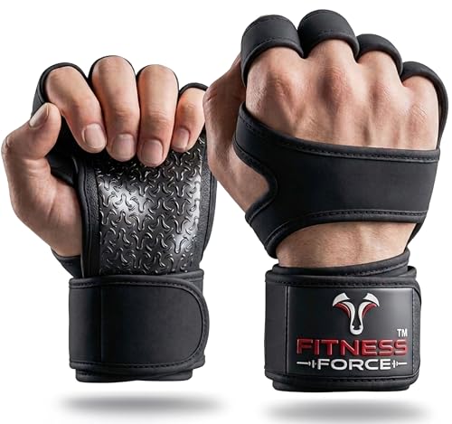 Ventilated Weight Lifting Gloves with Wrist Wraps - Black, Large