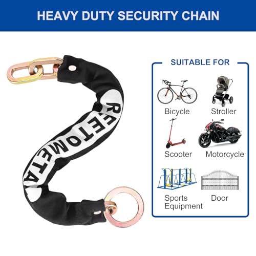 Heavy Duty Security Chain, 2FT x 3/8" Thick Hardened Steel Cut Proof Anti-Theft Lock Chain for Motorcycles, Bikes, ATVs, Trailers, Fences, etc.
