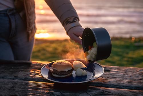 Blue Enamel Camping Plate with Stainless Steel Rim