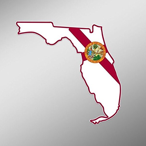 Florida State Shape Flag Decal - 5.5-Inch UV Resistant Vinyl Sticker