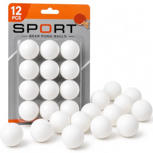 40mm Beer Pong Balls - Durable Seamless White Ping Pong Balls, 12 Pack