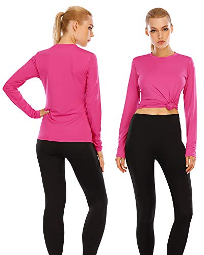 Women's UPF 50+ Sun Protection Long Sleeve Rash Guard 2 Pack - Pink & Lilac