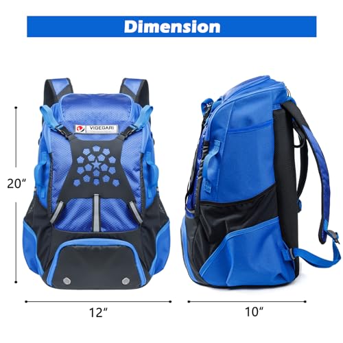VIGEGARI Youth Baseball Backpack Blue 42L for Boys & Softball Gear