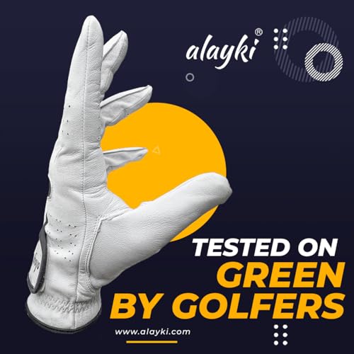 Premium Golf Glove - 100% Natural Sheep Leather, Medium Size - Superior Grip & Comfort