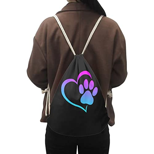 Upetstory Dog Paw Print Drawstring Gym Backpack for Teens & Kids