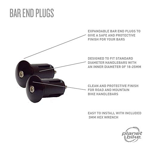 Bike Handlebar End Plugs - Standard Fit for Road & Mountain Bikes
