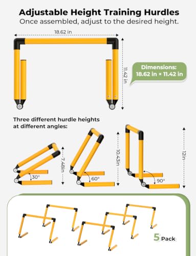 GHB 5 Pack Adjustable Speed & Agility Training Hurdles for Athletes