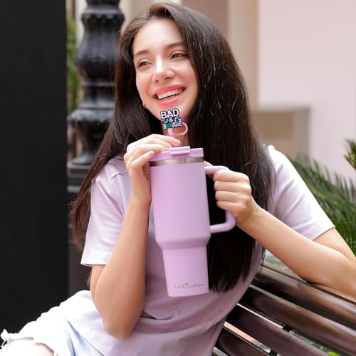 12PCS Pink & Black Silicone Straw Covers for Stanley Cups - Black Girls