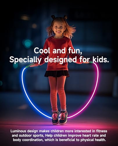 LED Light Up Jump Rope - Pink, Rechargeable, 7 Color Modes
