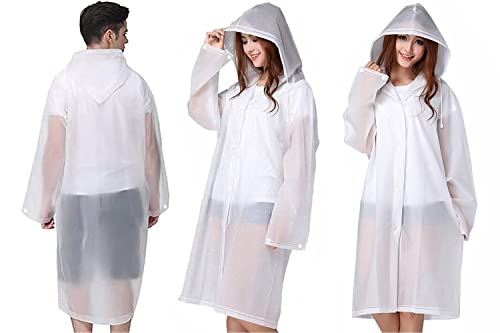 Reusable Rain Ponchos for Adults - 2 Pack White & Yellow