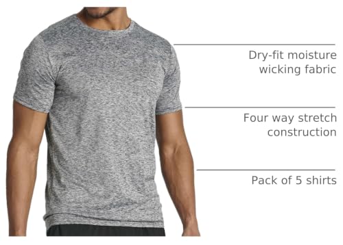 Men's Dry Fit Workout T-Shirts - 5 Pack Large - Athletic Tees