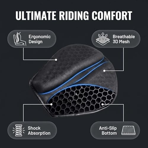 Foldable Motorcycle Gel Seat Cushion with Waterproof Cover | Ergonomic Bumper Pad