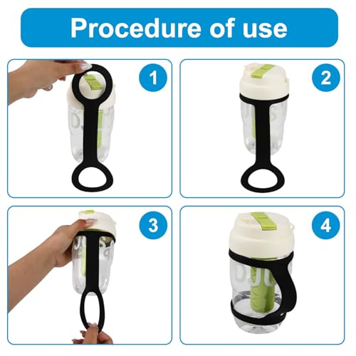 Non-Slip Silicone Water Bottle Carrier Strap - Black 2pcs