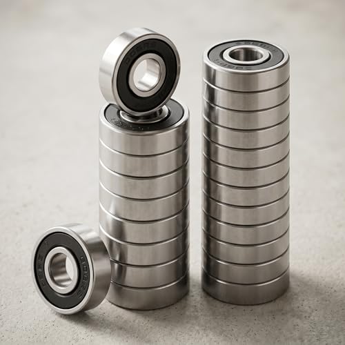 22pcs 608 2RS Ball Bearings - High Precision Steel Deep Groove Bearings