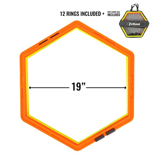 Agility Training Hexagon Rings Set - 12 Speed Training Hurdles with Carry Bag