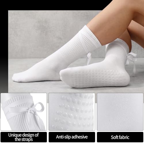 Non-Slip Ballet Barre Socks for Women - 4 Pair Set